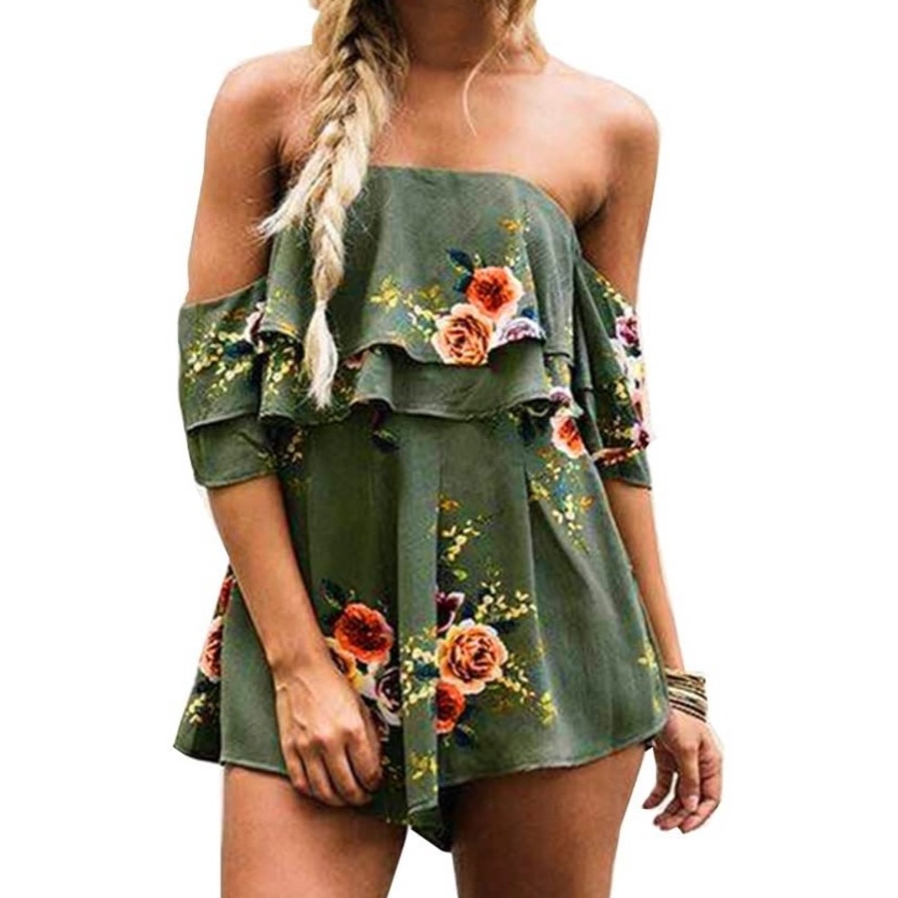Off the Shoulder Floral Romper